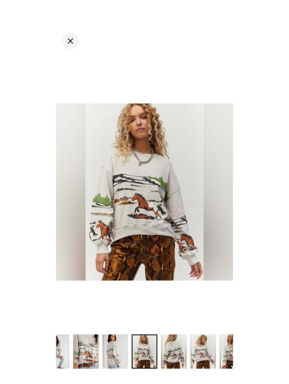Daydreamer x Free People Running Horses Oversized Crew Sweatshirt Size Small